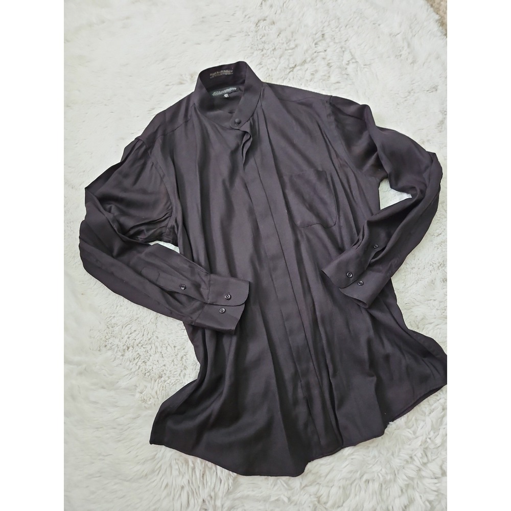 D'amante Couture Collection Men's L 16.5 34/35 Black Button Down Dress Shirt